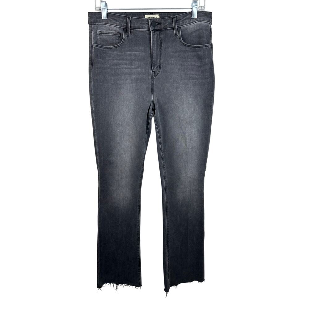 L'AGENCE Ruth Straight Jeans Women 31 Grey Excellent Raw Hem High Rise 2649CSNR